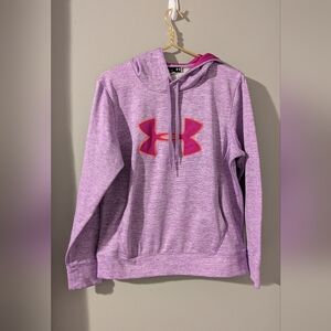 Under Armour Lavender Hoodie with Pink Emblem. Teens Large